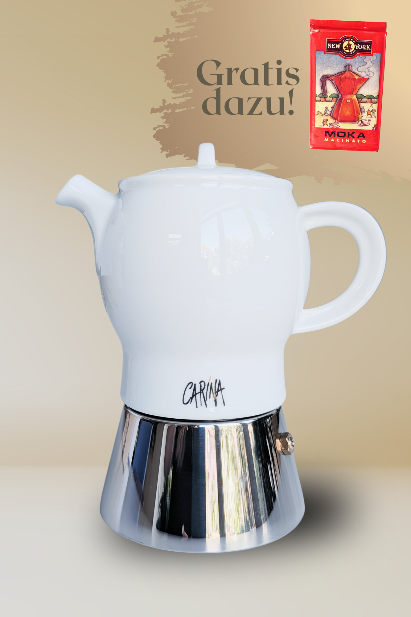 ANCAP CARINA 4 Tassen Espressokocher  mit 250 g Caffé New York Mokka NY1000  