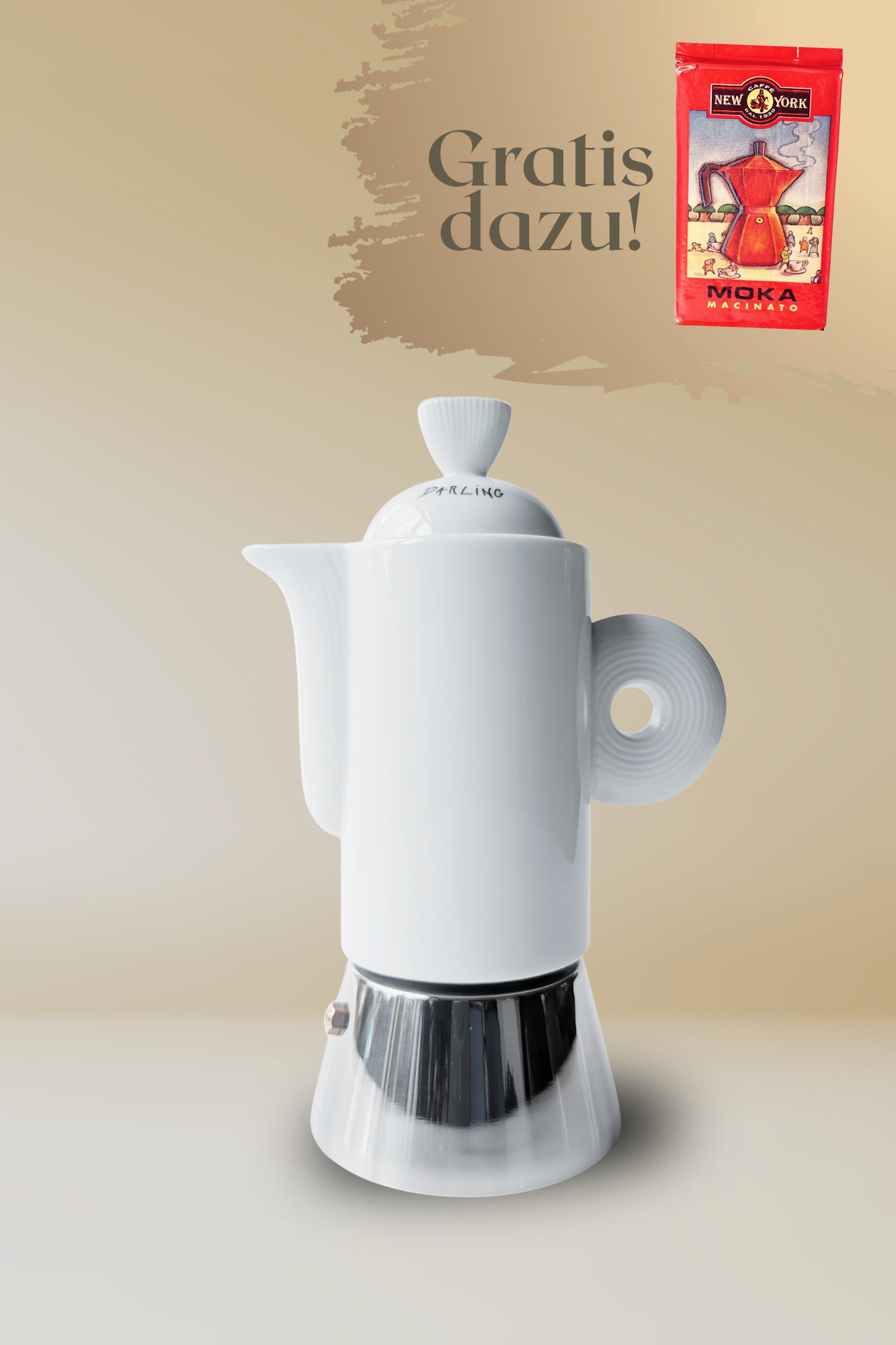 ANCAP DARLING 2 Tassen Espressokocher mit 250 g Caffé New York Mokka NY1000    
