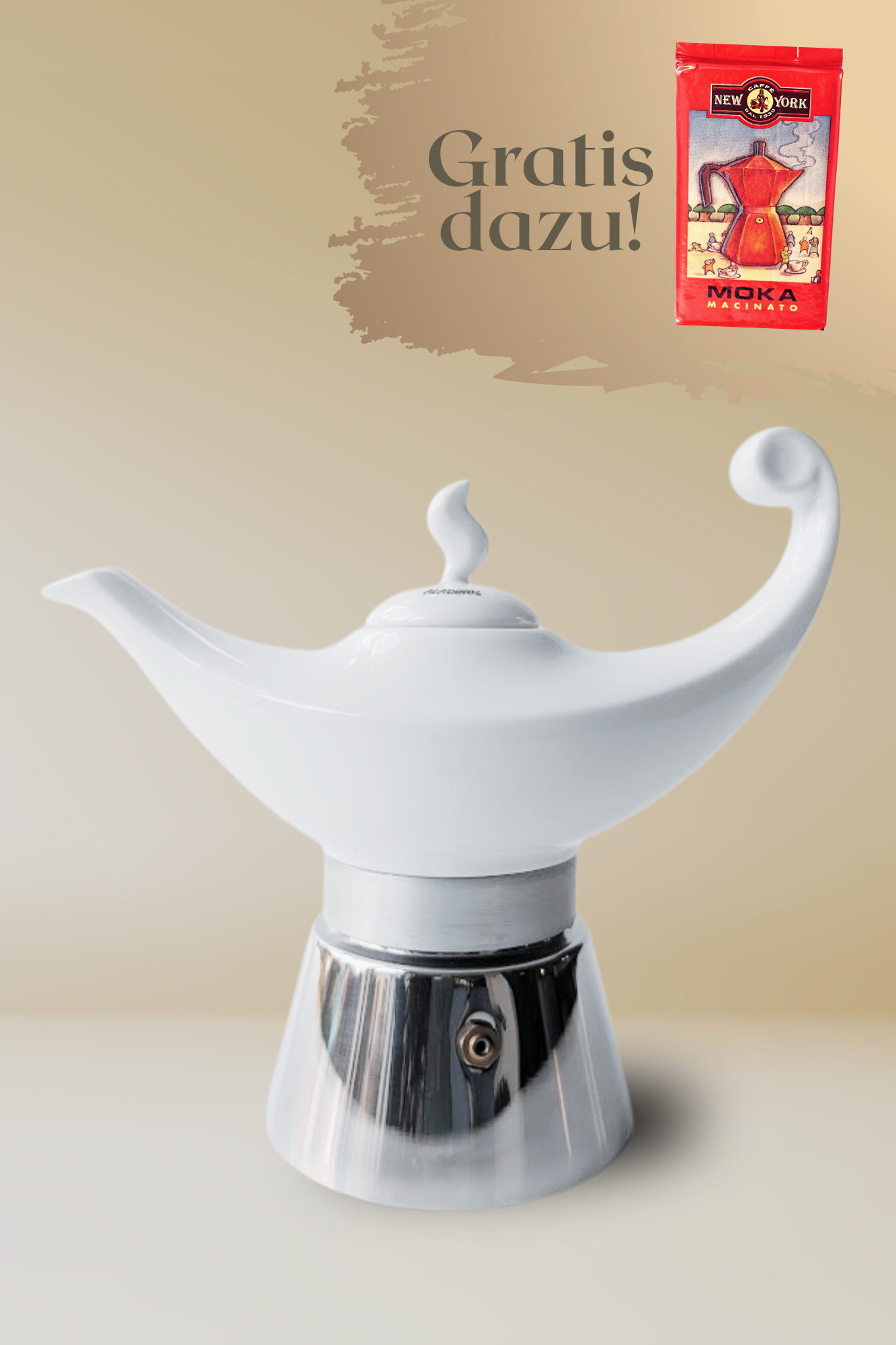 ANCAP ALADIN 4 Tassen Espressokocher  mit 250 g Caffé New York Mokka NY1000 
