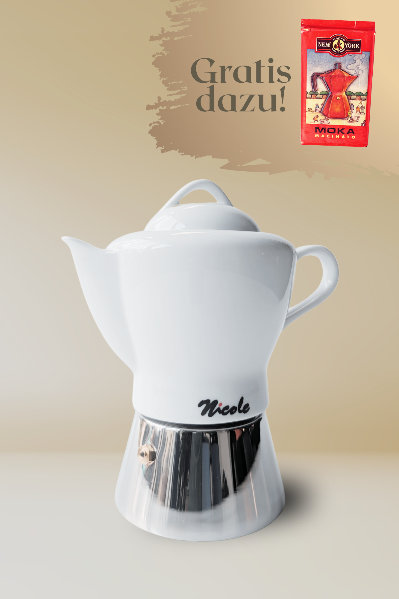 ANCAP NICOLE 4 Tassen Espressokocher  mit 250 g Caffé New York Mokka NY1000 