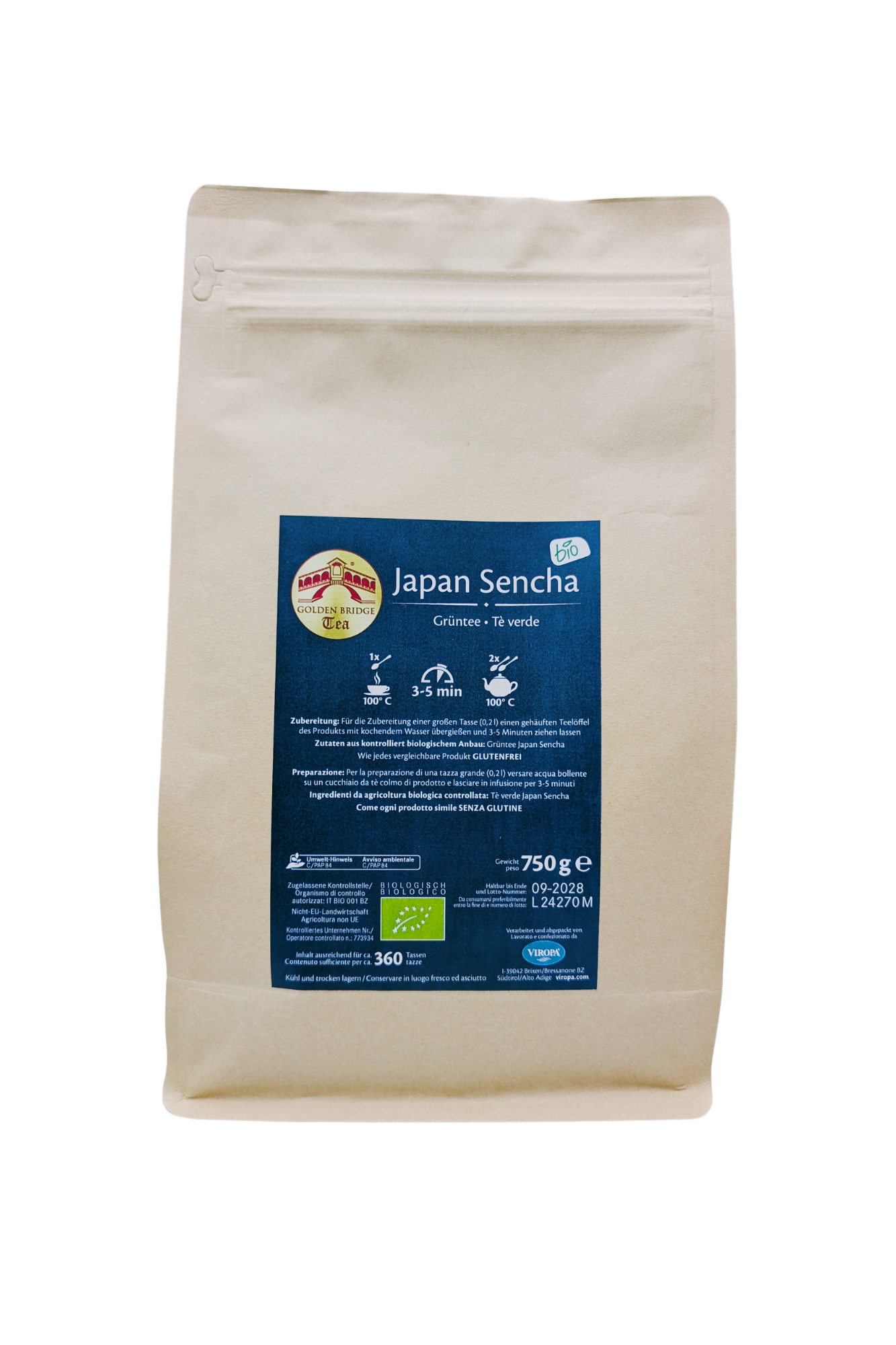 GOLDEN BRIDGE TEA® Bio Japan Sencha Nachfüllpackung