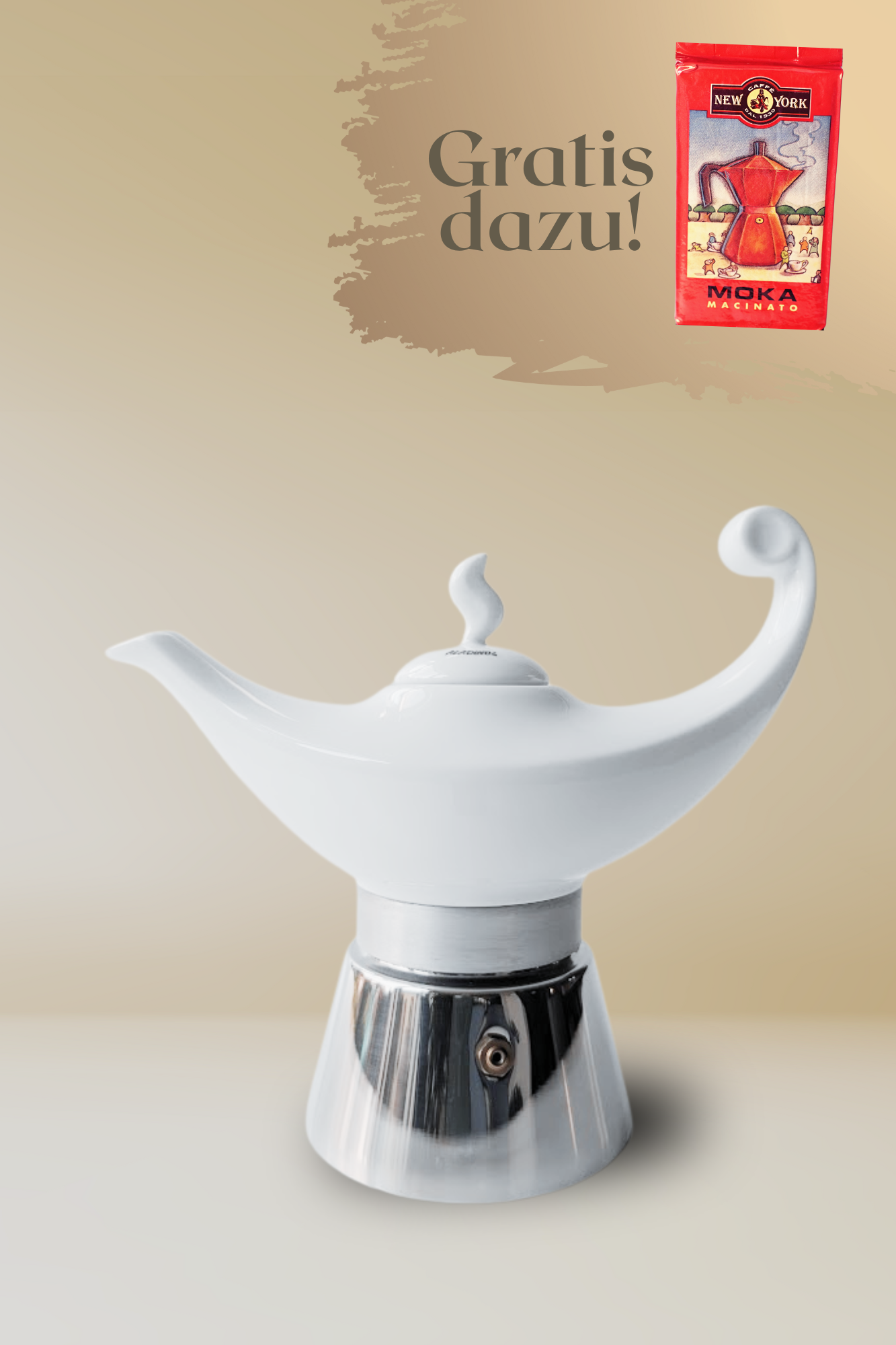 ANCAP ALADIN 2 Tassen Espressokocher mit 250 g Caffé New York Mokka NY1000 